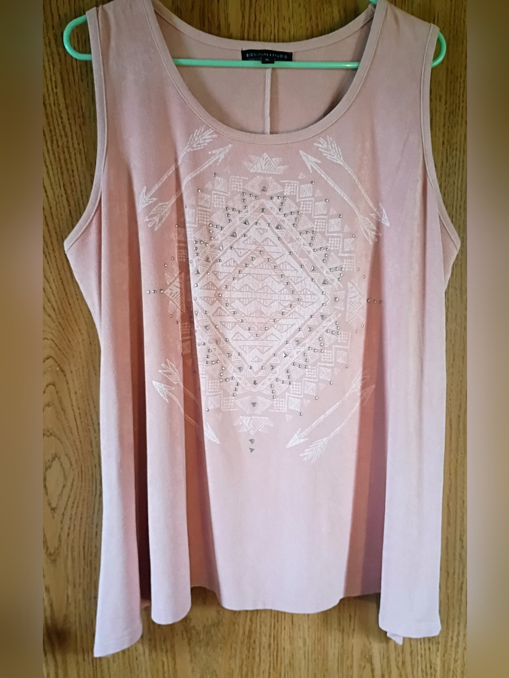 Signature Studio Pink Embellished Geometric Tank